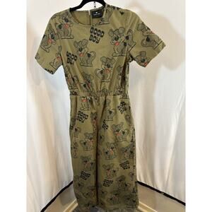 Lazy Oaf Womens Jumpsuit Size 8 Dogs Olive Green Streetwear